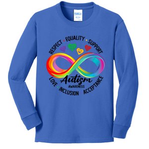 Autism Awareness Respect Equality Support Love Inclusion Great Gift Kids Long Sleeve Shirt