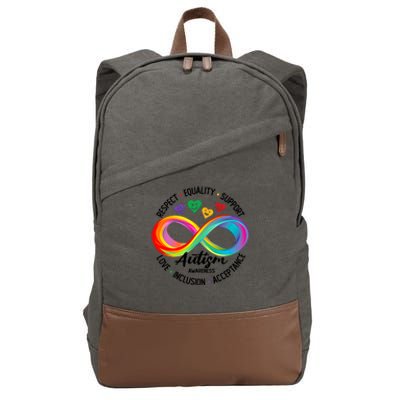 Autism Awareness Respect Equality Support Love Inclusion Great Gift Cotton Canvas Backpack