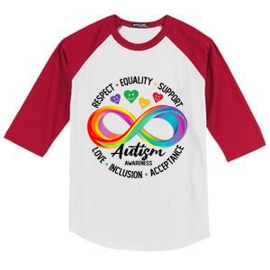 Autism Awareness Respect Equality Support Love Inclusion Great Gift Kids Colorblock Raglan Jersey