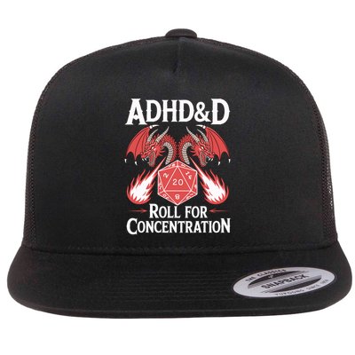 Adhd&d Adhd Roll For Concentration  Flat Bill Trucker Hat