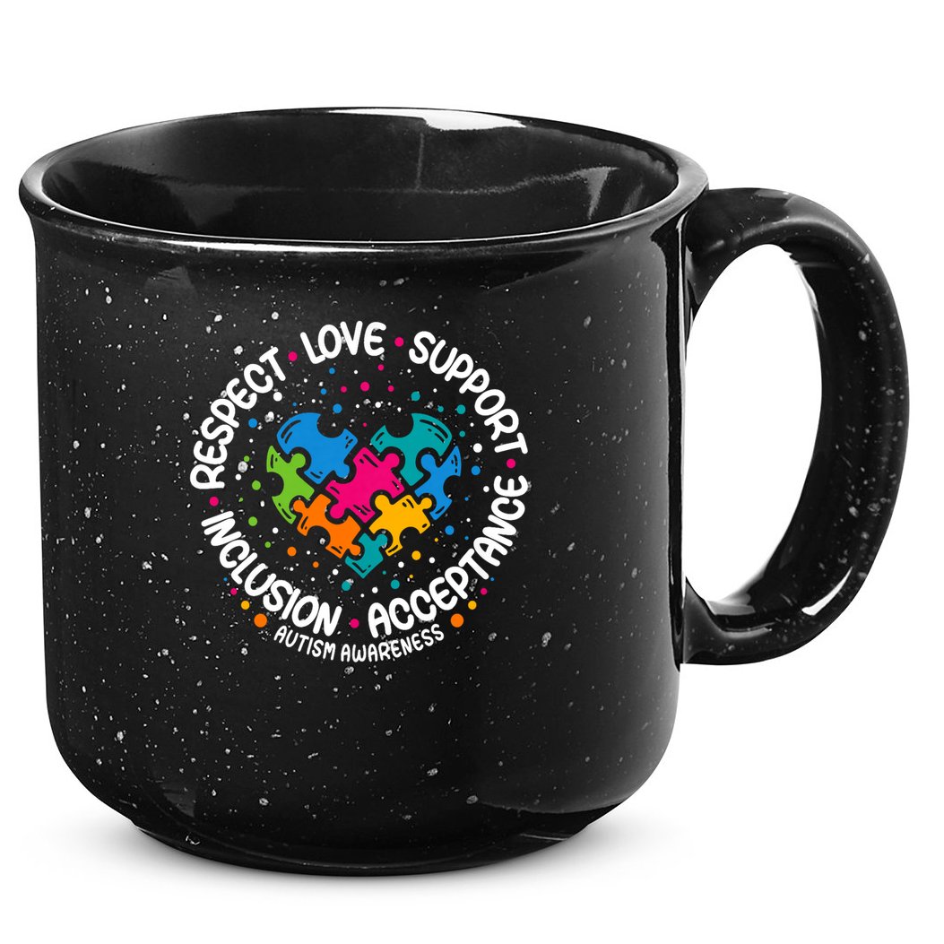 Autism Awareness Respect Love Support Blue Autism 15oz Campfire Ceramic Mug