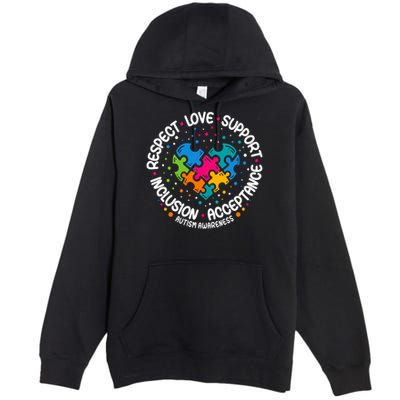 Autism Awareness Respect Love Support Blue Autism Premium Pullover Hoodie