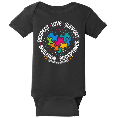 Autism Awareness Respect Love Support Blue Autism Baby Bodysuit