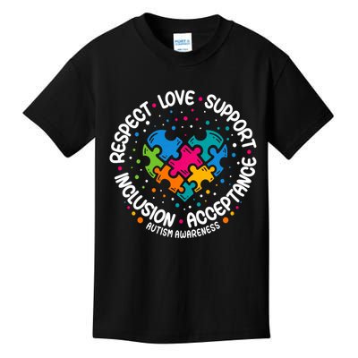 Autism Awareness Respect Love Support Blue Autism Kids T-Shirt