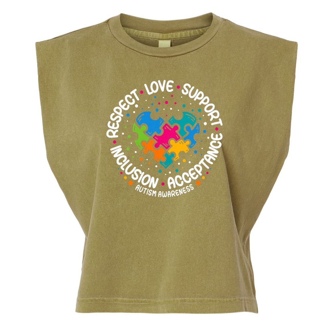 Autism Awareness Respect Love Support Blue Autism Garment-Dyed Women's Muscle Tee