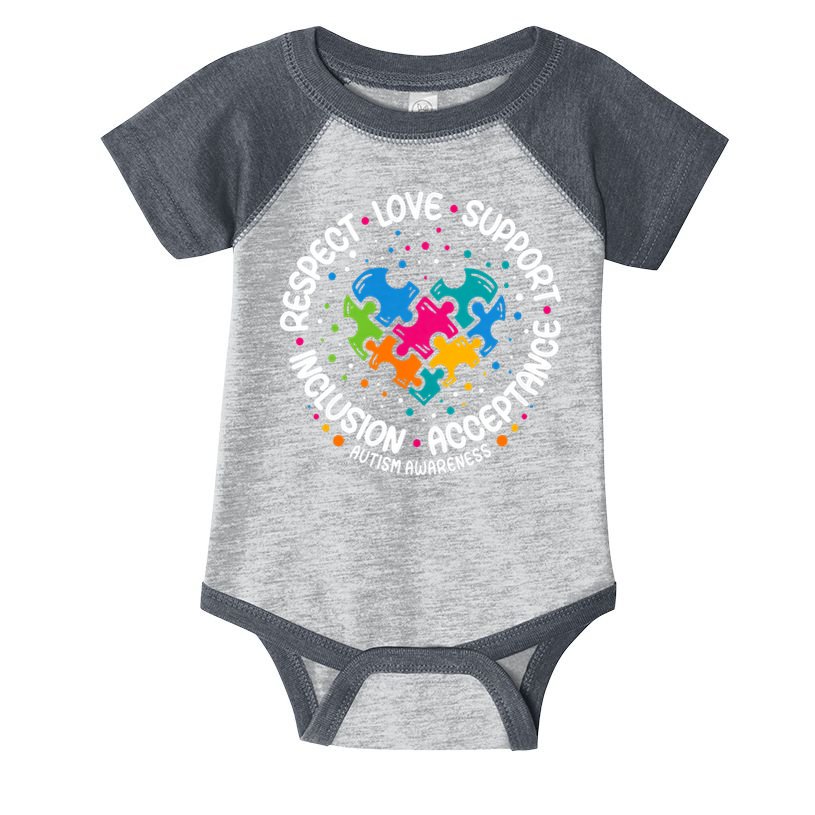 Autism Awareness Respect Love Support Blue Autism Infant Baby Jersey Bodysuit