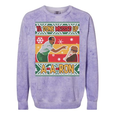 Ya Done Messed Up A A Ron Ugly Christmas Funny Colorblast Crewneck Sweatshirt