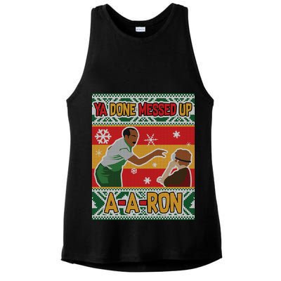 Ya Done Messed Up A A Ron Ugly Christmas Funny Ladies PosiCharge Tri-Blend Wicking Tank