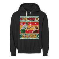 Ya Done Messed Up A A Ron Ugly Christmas Funny Garment-Dyed Fleece Hoodie