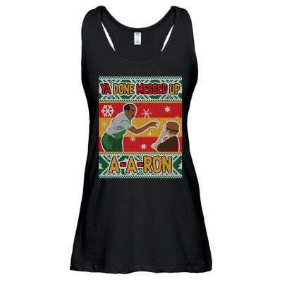 Ya Done Messed Up A A Ron Ugly Christmas Funny Ladies Essential Flowy Tank