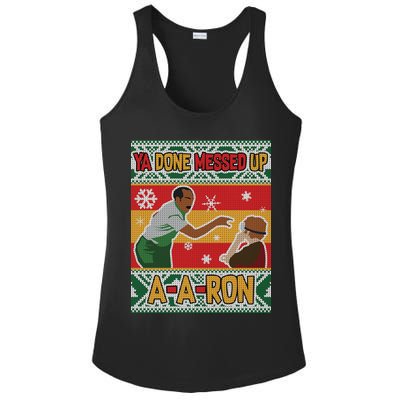 Ya Done Messed Up A A Ron Ugly Christmas Funny Ladies PosiCharge Competitor Racerback Tank