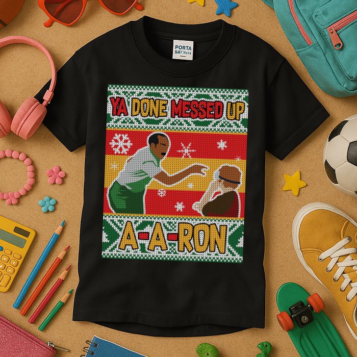 Ya Done Messed Up A A Ron Ugly Christmas Funny Kids T-Shirt
