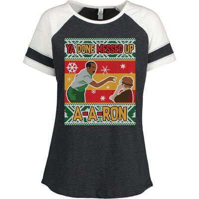 Ya Done Messed Up A A Ron Ugly Christmas Funny Enza Ladies Jersey Colorblock Tee