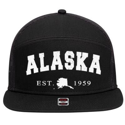 Alaskas AK Retro Vintage Gift 7 Panel Mesh Trucker Snapback Hat