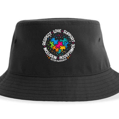 Autism Awareness Respect Love Support Blue Autism Sustainable Bucket Hat