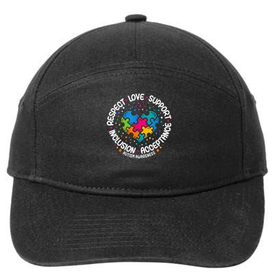 Autism Awareness Respect Love Support Blue Autism 7-Panel Snapback Hat