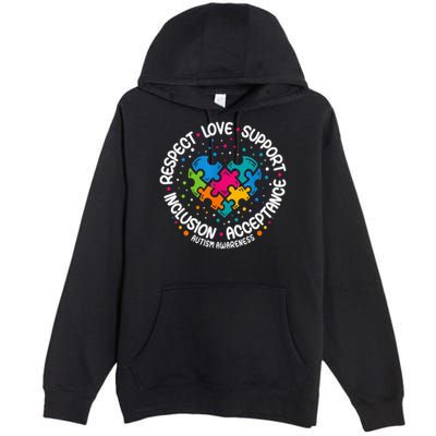 Autism Awareness Respect Love Support Blue Autism Premium Pullover Hoodie