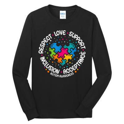 Autism Awareness Respect Love Support Blue Autism Tall Long Sleeve T-Shirt