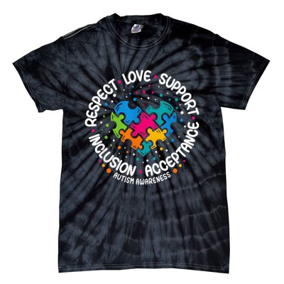 Autism Awareness Respect Love Support Blue Autism Tie-Dye T-Shirt