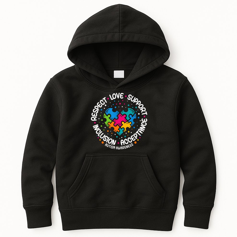 Autism Awareness Respect Love Support Blue Autism Kids Hoodie