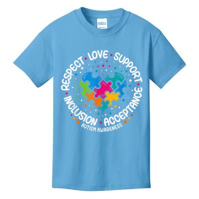 Autism Awareness Respect Love Support Blue Autism Kids T-Shirt