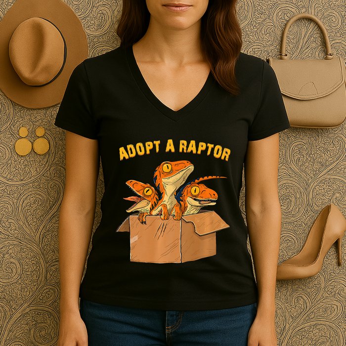 Adopt A Raptor Funny Tee Most Amazing Pets Women's V-Neck T-Shirt