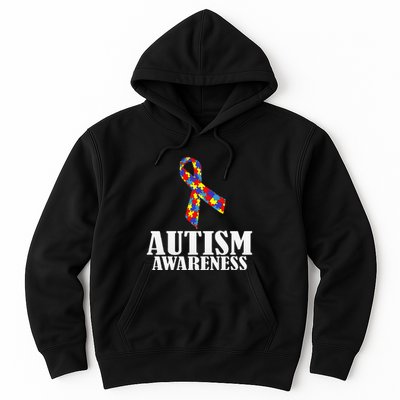 Autism Awareness Ribbon Puzzle Pieces Colors Gift Hoodie