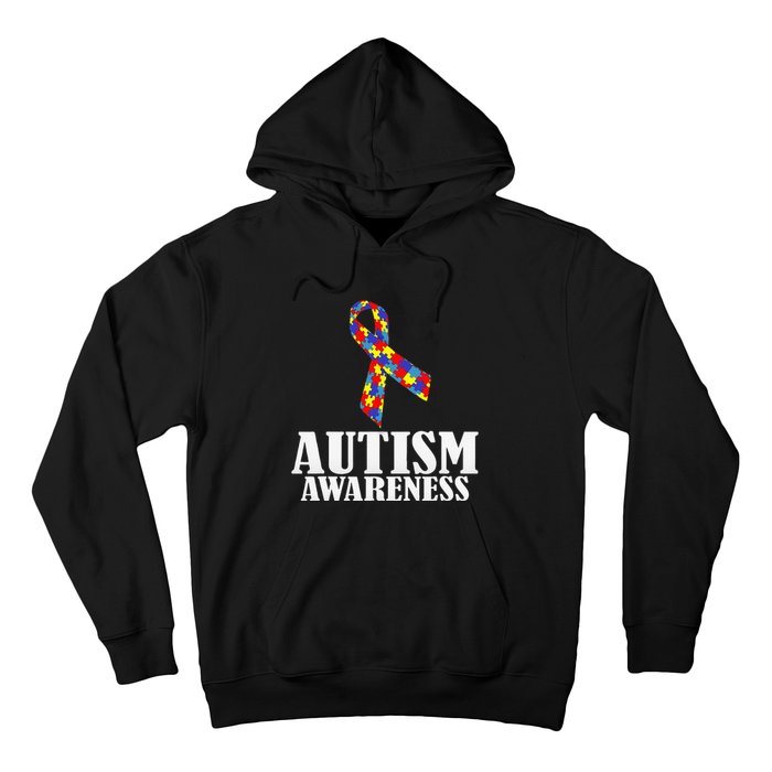 Autism Awareness Ribbon Puzzle Pieces Colors Gift Hoodie