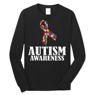 Autism Awareness Ribbon Puzzle Pieces Colors Gift Long Sleeve Shirt