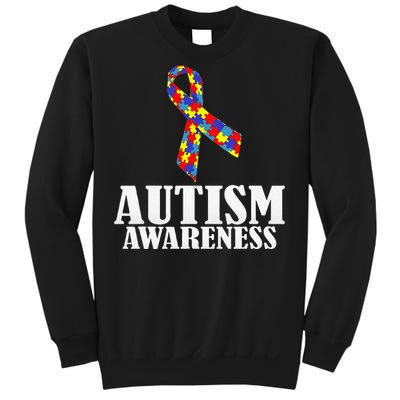 Autism Awareness Ribbon Puzzle Pieces Colors Gift Sweatshirt