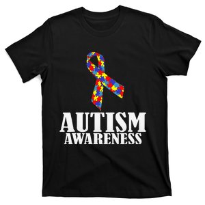 Autism Awareness Ribbon Puzzle Pieces Colors Gift T-Shirt