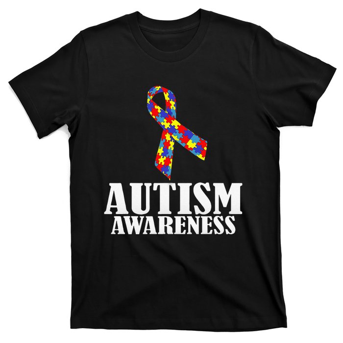 Autism Awareness Ribbon Puzzle Pieces Colors Gift T-Shirt