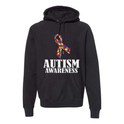 Autism Awareness Ribbon Puzzle Pieces Colors Gift Premium Hoodie