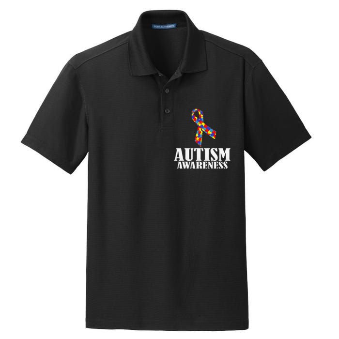 Autism Awareness Ribbon Puzzle Pieces Colors Gift Dry Zone Grid Polo