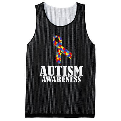 Autism Awareness Ribbon Puzzle Pieces Colors Gift Mesh Reversible Basketball Jersey Tank