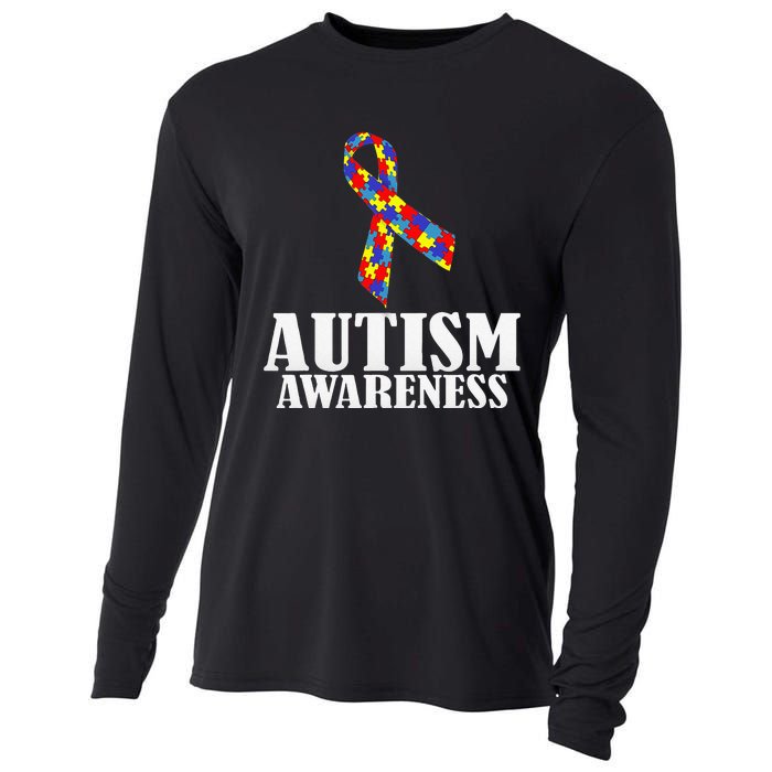 Autism Awareness Ribbon Puzzle Pieces Colors Gift Cooling Performance Long Sleeve Crew