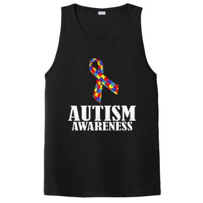 Autism Awareness Ribbon Puzzle Pieces Colors Gift PosiCharge Competitor Tank