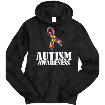 Autism Awareness Ribbon Puzzle Pieces Colors Gift Tie Dye Hoodie