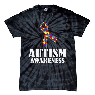 Autism Awareness Ribbon Puzzle Pieces Colors Gift Tie-Dye T-Shirt