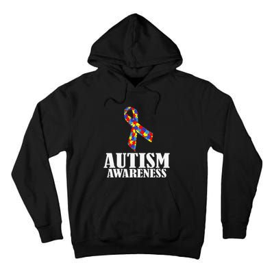 Autism Awareness Ribbon Puzzle Pieces Colors Gift Tall Hoodie