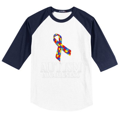 Autism Awareness Ribbon Puzzle Pieces Colors Gift Baseball Sleeve Shirt