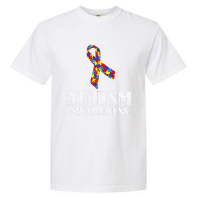 Autism Awareness Ribbon Puzzle Pieces Colors Gift Garment-Dyed Heavyweight T-Shirt