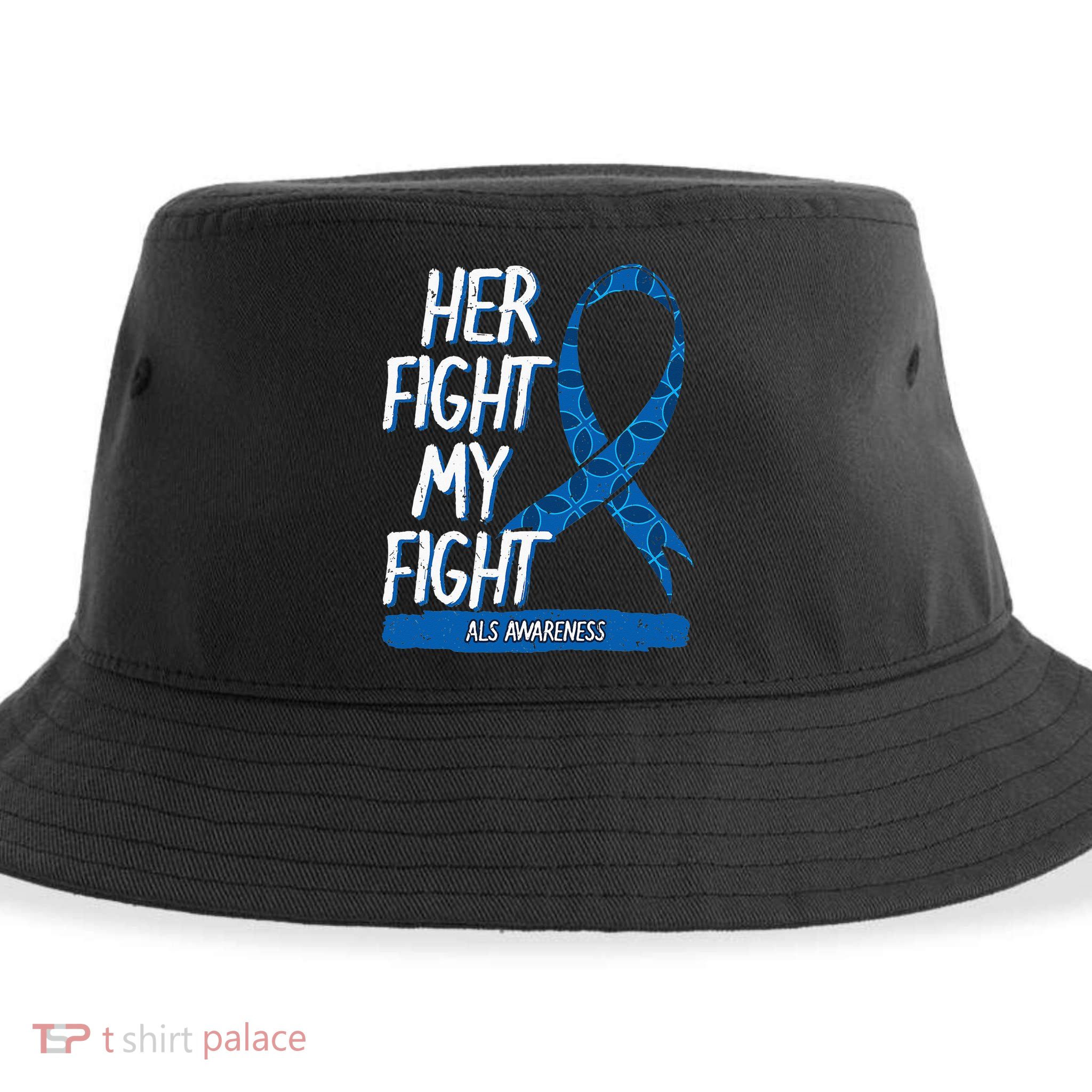 ALS Awareness Ribbon Lou Gehrig's Disease Blue MND Sustainable Bucket Hat