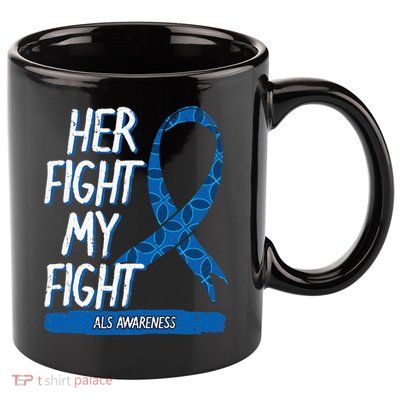 ALS Awareness Ribbon Lou Gehrig's Disease Blue MND 11oz C Handle Ceramic Mug
