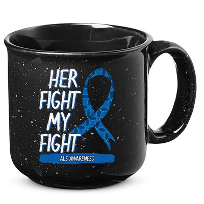 ALS Awareness Ribbon Lou Gehrig's Disease Blue MND 15oz Campfire Ceramic Mug