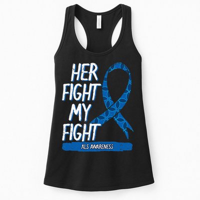 ALS Awareness Ribbon Lou Gehrig's Disease Blue MND Womens Tank Top