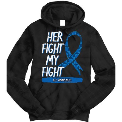 ALS Awareness Ribbon Lou Gehrig's Disease Blue MND Tie Dye Hoodie