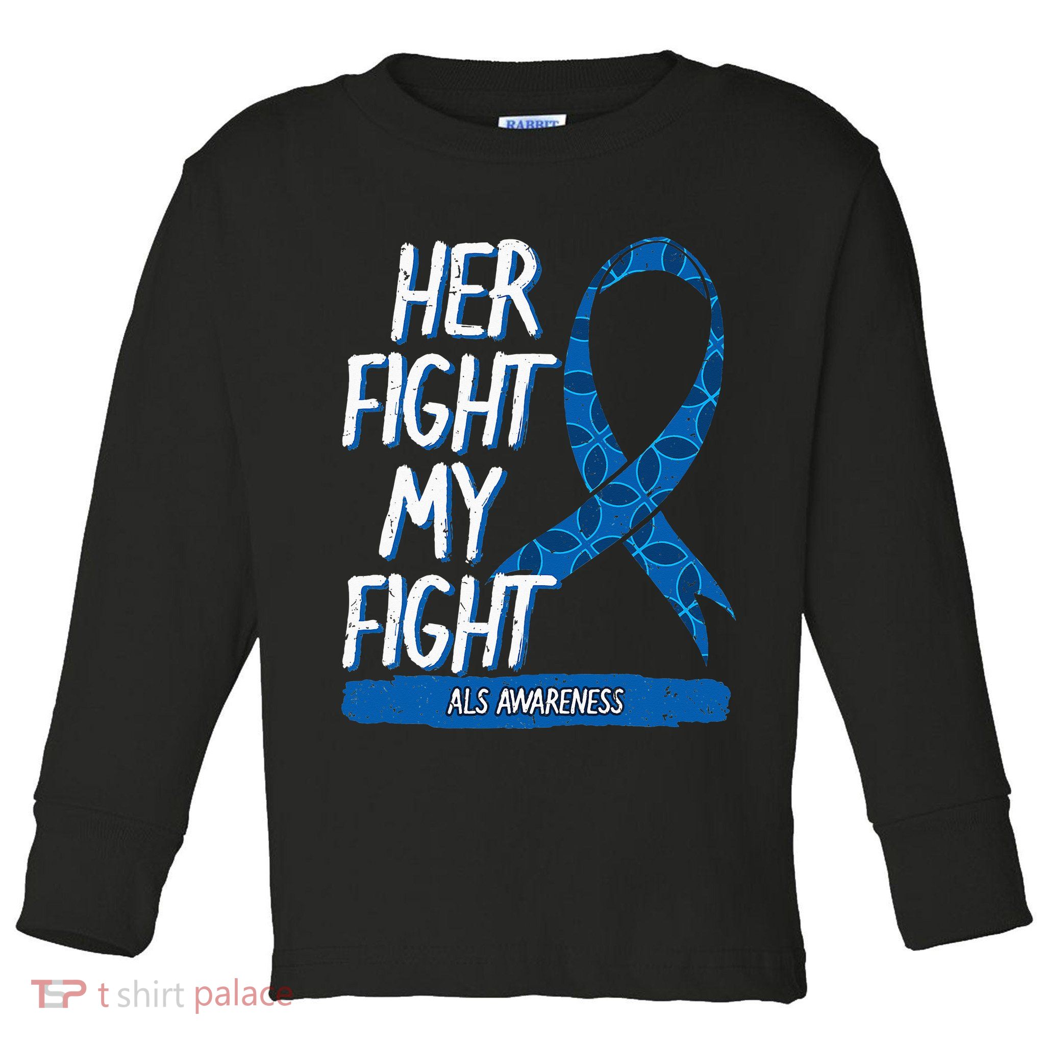 ALS Awareness Ribbon Lou Gehrig's Disease Blue MND Toddler Long Sleeve Shirt