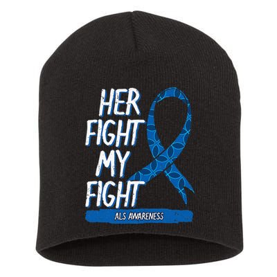 ALS Awareness Ribbon Lou Gehrig's Disease Blue MND Short Acrylic Beanie