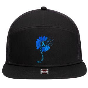 Als Awareness Ribbon Sunflower funny support squad 7 Panel Mesh Trucker Snapback Hat